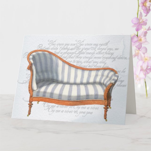 Carte Victorian Blue Stripe Chaise Lounge (Orchidée)