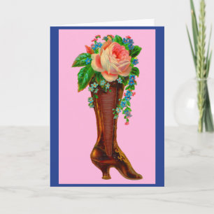 Carte Victorian boot holding flowers