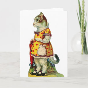 Carte Victorian Cat Valentine's Day Card