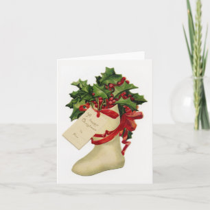 Carte Victorian Christmas Stocker et Holly Note