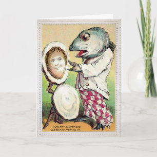Carte Victorian Clam and Fish Holiday Card