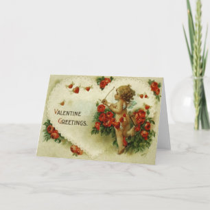 Carte Victorian Cupid & Rose Valentine's Day