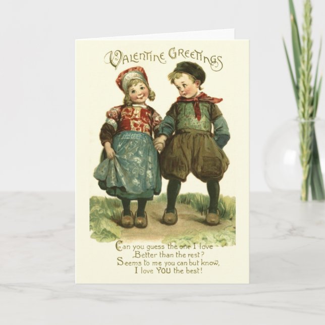 Carte Victorian Dutch Children Valentine's Day (Devant)