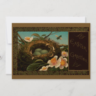 Carte Victorian Era Bird's Nest Easter Holiday Car