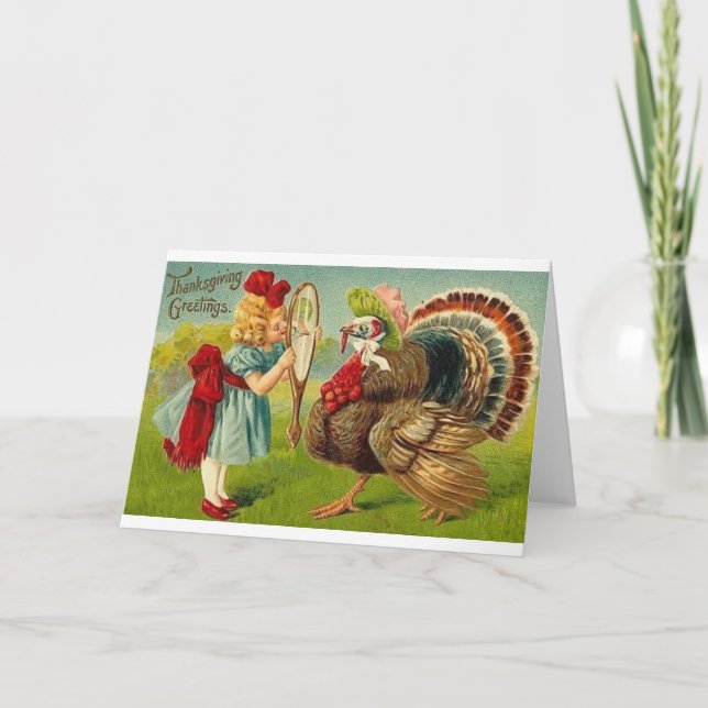 Carte Victorian Girl Et Turquie Thanksgiving (Devant)