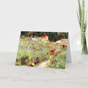 Carte Victorian Girl in the Flower Garden