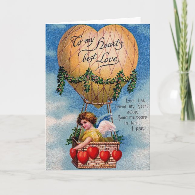 Carte Victorian Hot Air Balloon Valentine's Day (Devant)