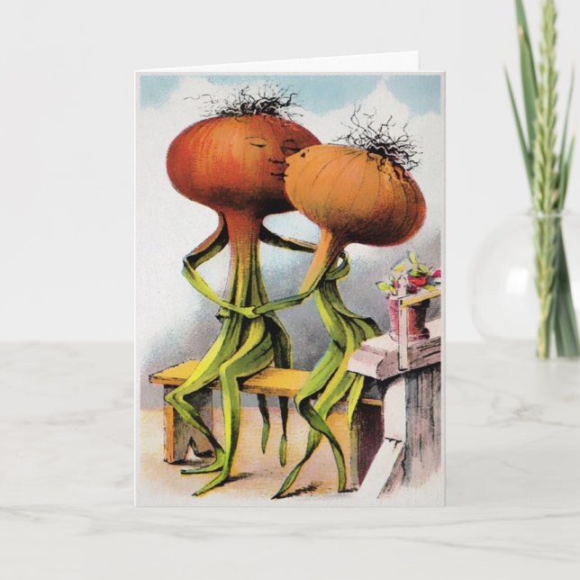 Carte Victorian Kissing Onions Valentine's Day (Devant)