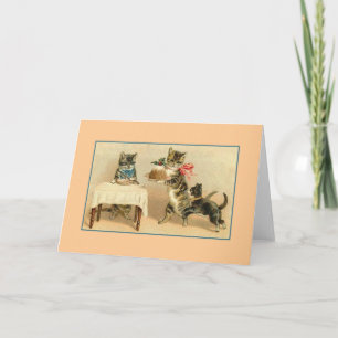 Carte Victorian Kittens Holiday Dessert
