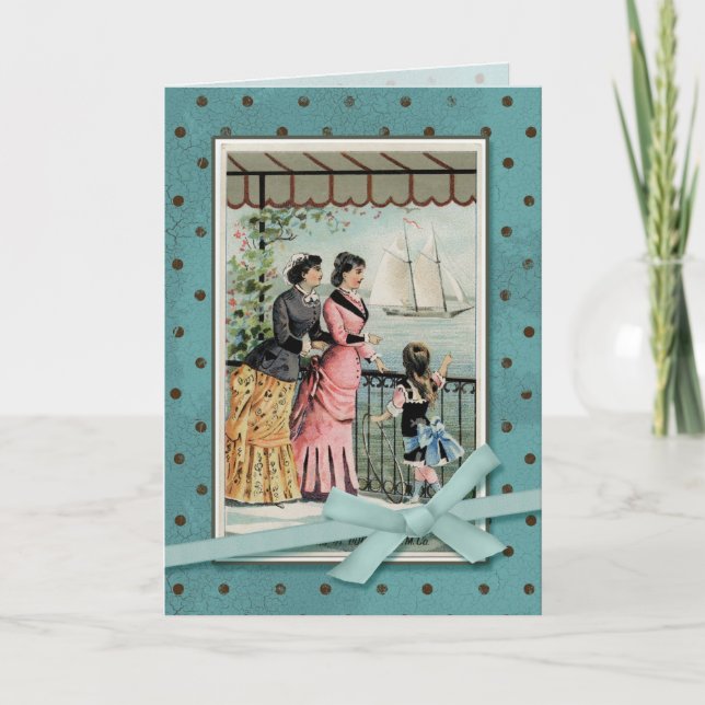 Carte Victorian Ladies & Girl by the Sea (Devant)