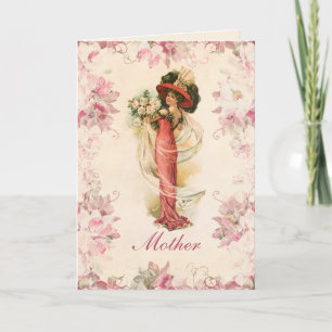 Carte Victorian Lady Rose Vintage Fête des mères