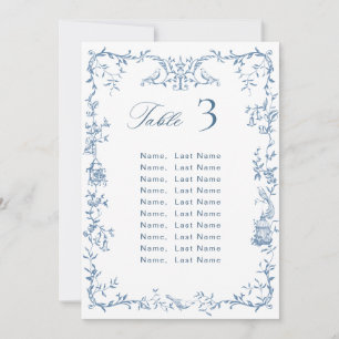 Carte Victorian Ornate Blue Mariage Carte de siège