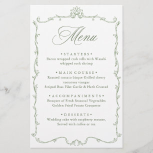 Carte Victorian Ornate Grace Sage Green Mariage Me