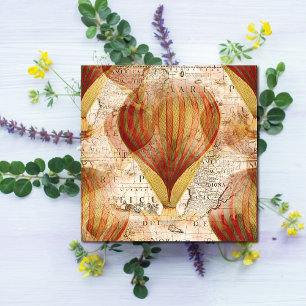 Carte Victorian Steampunk Collage of Hot Air Balloons