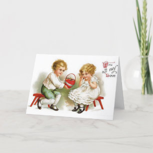 Carte victorienne de Saint-Valentin d'enfants