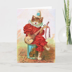 Carte victorienne Minstrel Cat Note Card