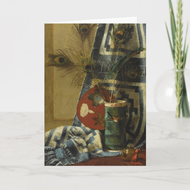 Carte Vie morte avec plumes de paon (Devant)