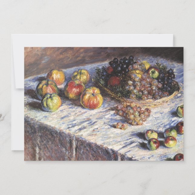 Carte Vie morte avec pommes et raisins par Claude Monet (Devant)