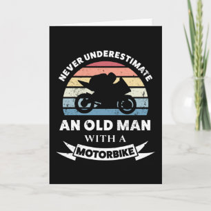 Carte Vieil Homme avec un Motocycle Cadeau Drôle Papa