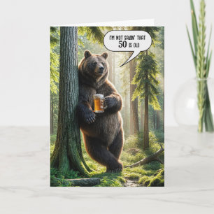 Carte Vieille 50e anniversaire Ours avec bière