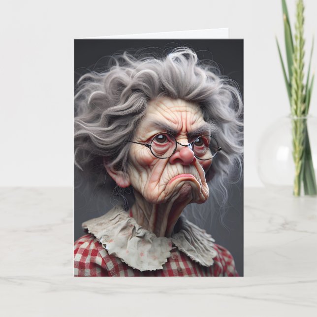 Carte Vieille Dame Grumpy Pour Avoir Vieilli Anniversair (Devant)