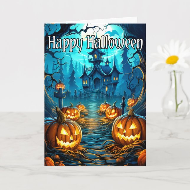 Carte Vieille Maison de l'Hantée | Bonne Halloween (Petite plante)