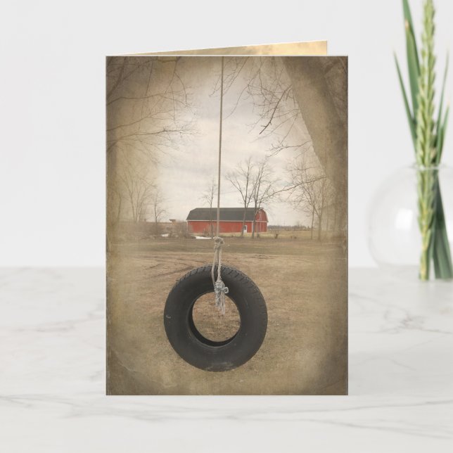 Carte vieille oscillation de pneu avec la grange (Devant)