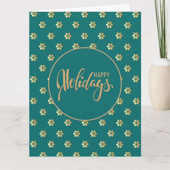 Carte Vierge à l'intérieur | Turquoise Gold Joyeuses Fêt (Devant)