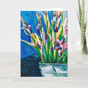 Carte Vierge aux Lys Violets