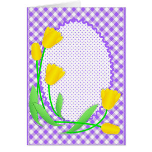 Carte vierge avec En vichy et tulipes