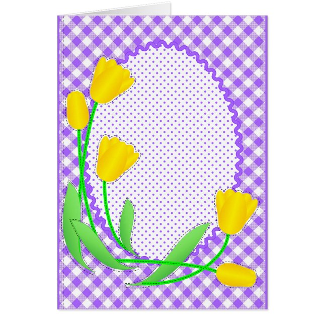 Carte vierge avec En vichy et tulipes (Devant)