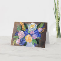 Carte vierge avec peinture de fleurs