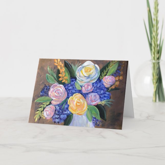 Carte vierge avec peinture de fleurs (Devant)