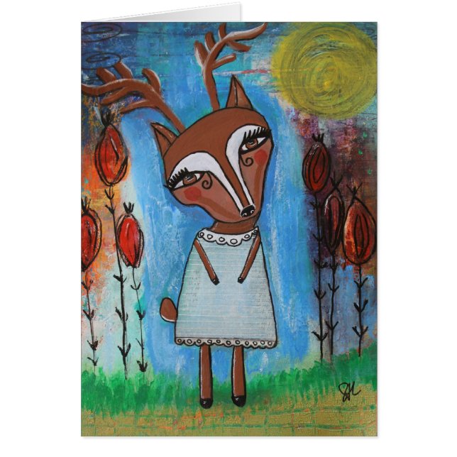 Carte vierge de fille de cerfs communs (Devant)