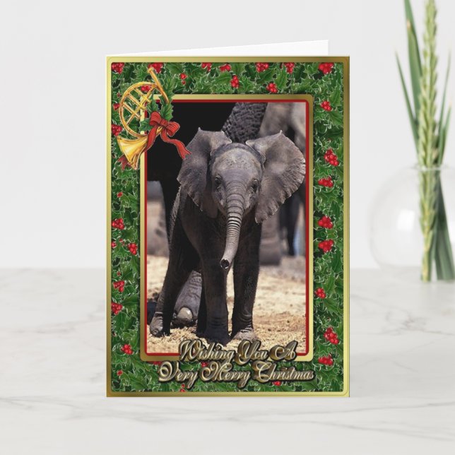 Carte vierge de Noël d'éléphant (Devant)