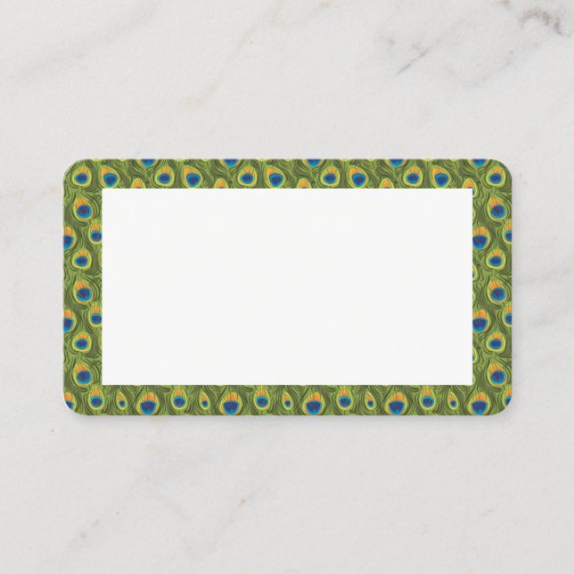 Carte vierge de paon de frontière personnalisable (Devant)