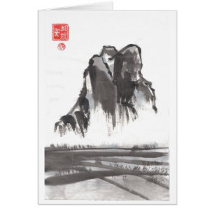 Carte vierge de paysage chinois de montagne