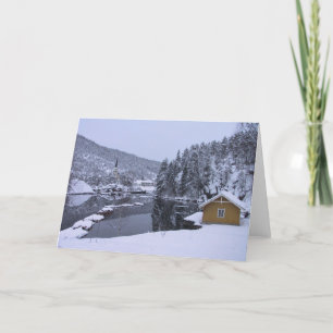 Carte vierge de paysage norvégien magique d'hiver