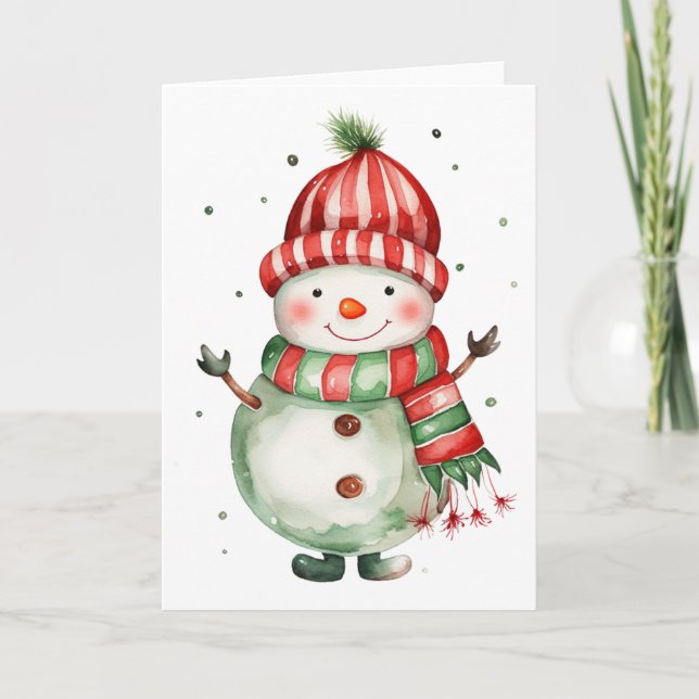 Carte vierge d'hiver Bonhomme de neige hivernal (Devant)