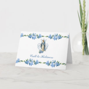 Carte Vierge Marie Catholique Florale Religieuse Vintage