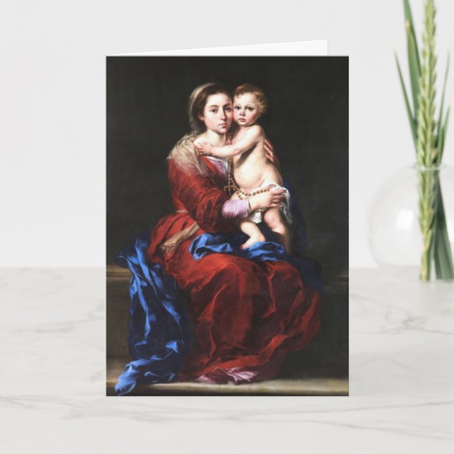 Carte Vierge Marie du Rosaire Jésus Religieux (Devant)
