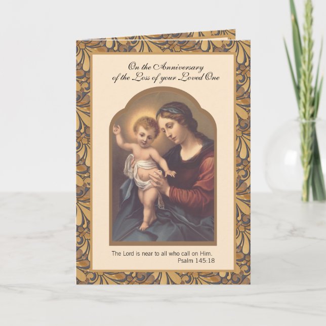 Carte Vierge Marie Jésus Anniversaire de la perte d'un a (Devant)