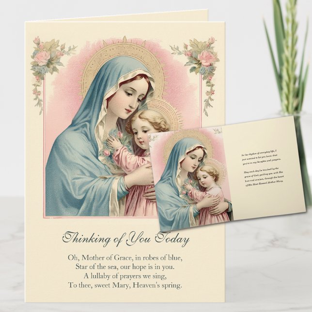 Carte Vierge Marie Jésus Penser à ta prière (Share the blessings and convey your warm sentiments to your loved ones. )