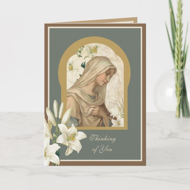 Carte Vierge Marie Lilies Prière de poème religieux (Devant)
