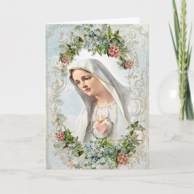 Carte Vierge Marie Notre-Dame de Fatima Religieuse Flora (Devant)
