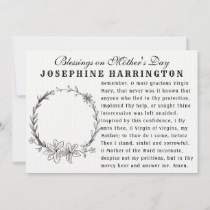 Carte Vierge Marie : prière de commémoration catholique 