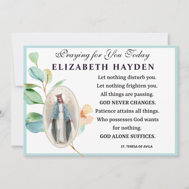 Carte Vierge Marie Prière religieuse catholique Sainte-T (Devant)