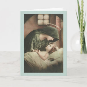 Carte Vierge Marie réconforter Enfant au lit S'ENTENDRE 