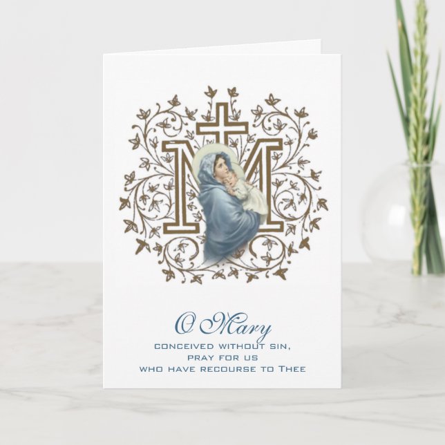 Carte Vierge Marie Religieuse Fête des Mères Catholique (Devant)