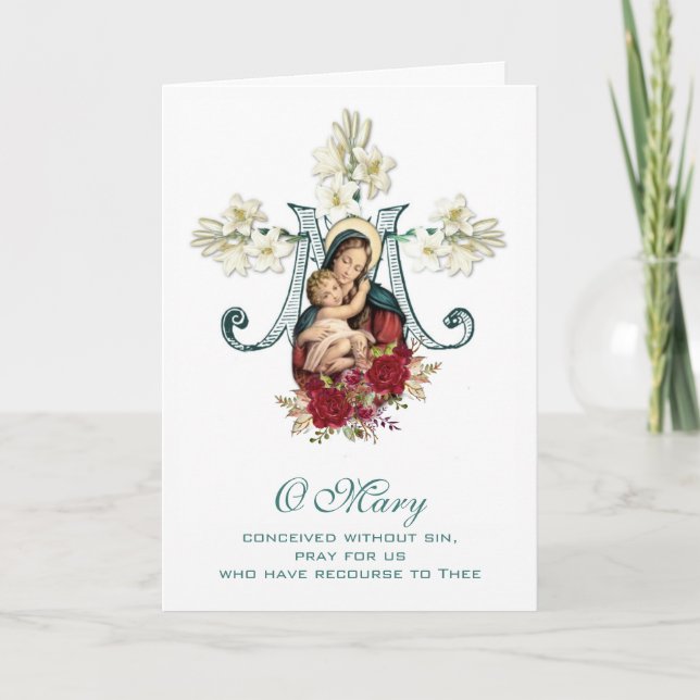 Carte Vierge Marie Religieuse Fête des Mères Catholique (Devant)